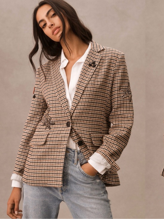 Anthropologie Jackets & Blazers - Anthropologie Appliqué Houndstooth Blazer Jacket